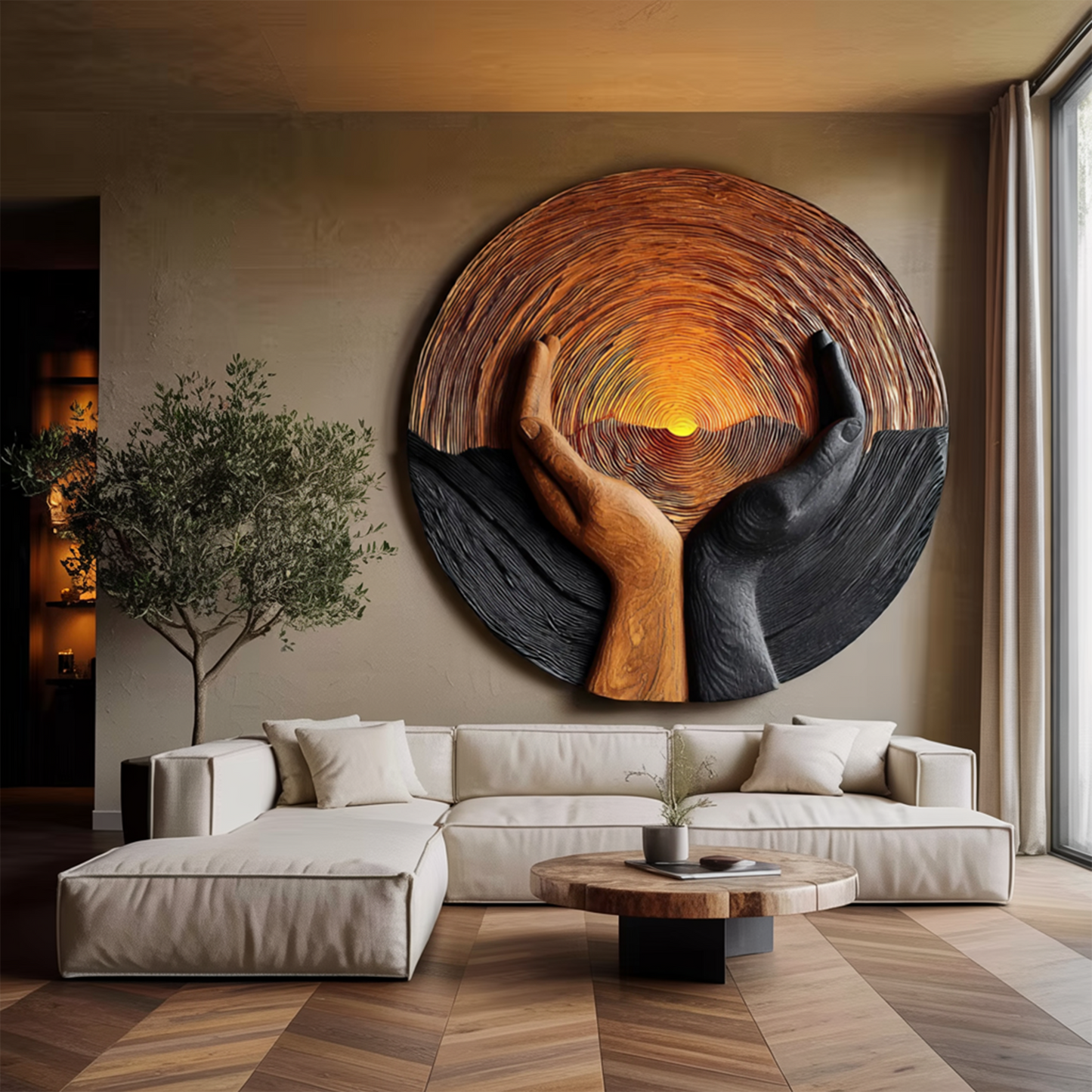 Handcrafted Wooden Wall Art Sculpture For Living Room Furniture