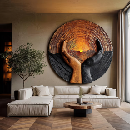 Handcrafted Wooden Wall Art Sculpture For Living Room Furniture