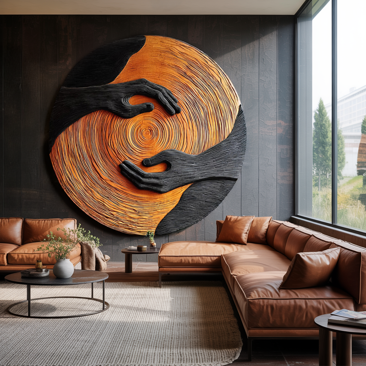 Mid Century Solid Wood 3D Sculpture For Furniture Decoration