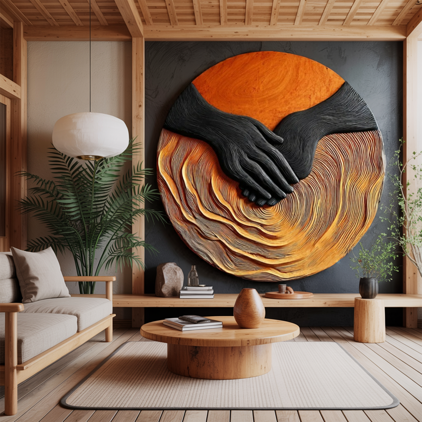 Modern Solid Wood 3D Sculpture Wall Decor For Entryway And Living Room