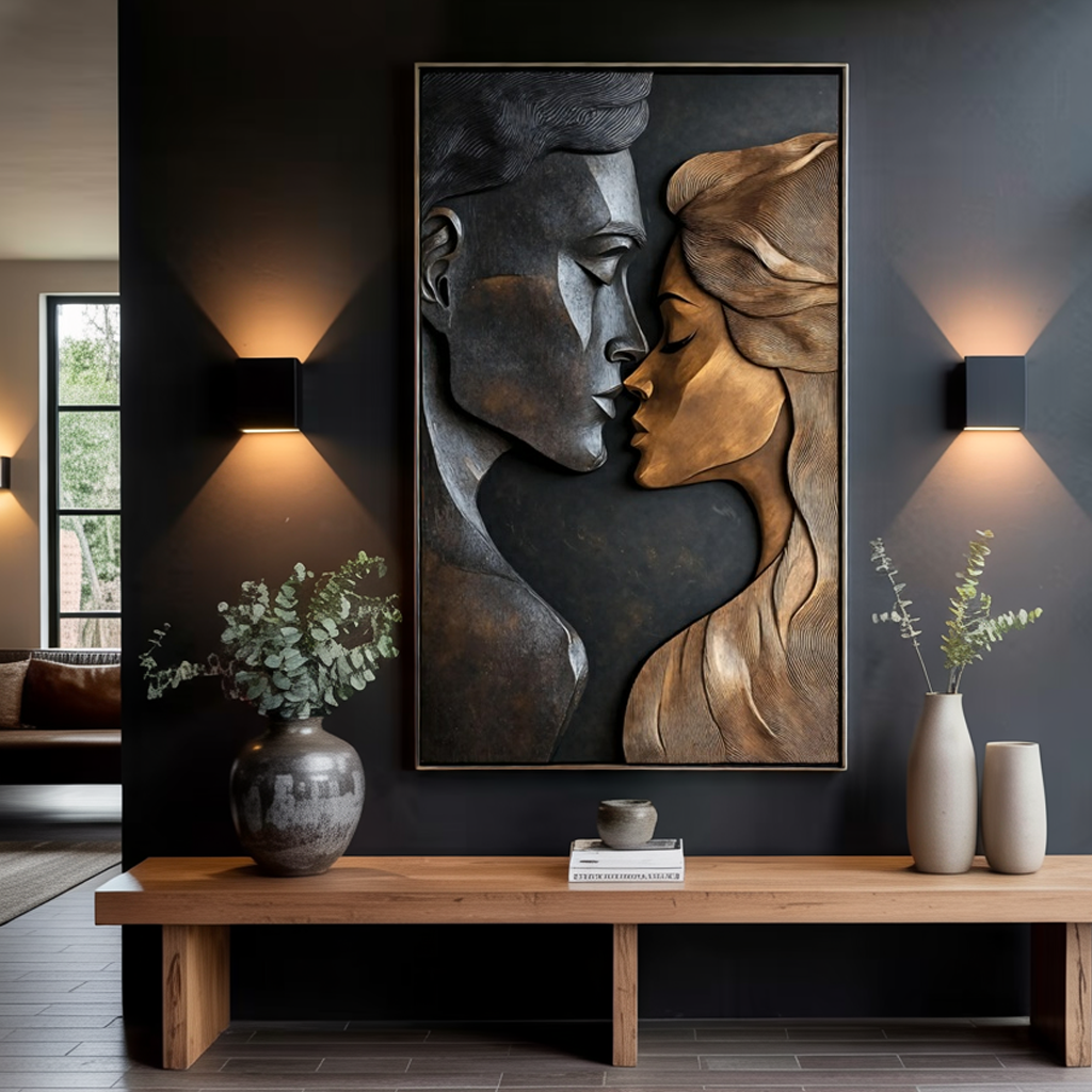 Handcrafted Large Sculpture Wall For Entryway Statement