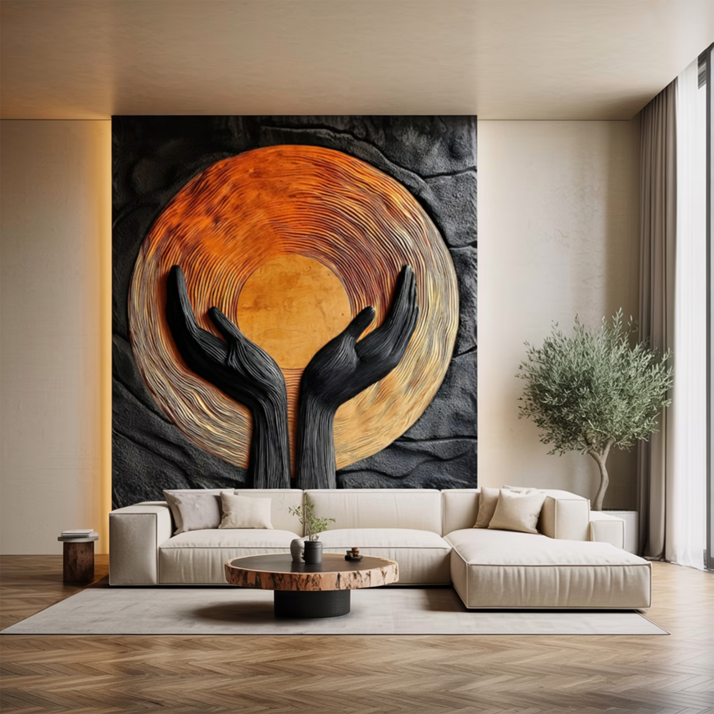 Modern Wooden Wall Art Sculpture For Stylish Entryway Design