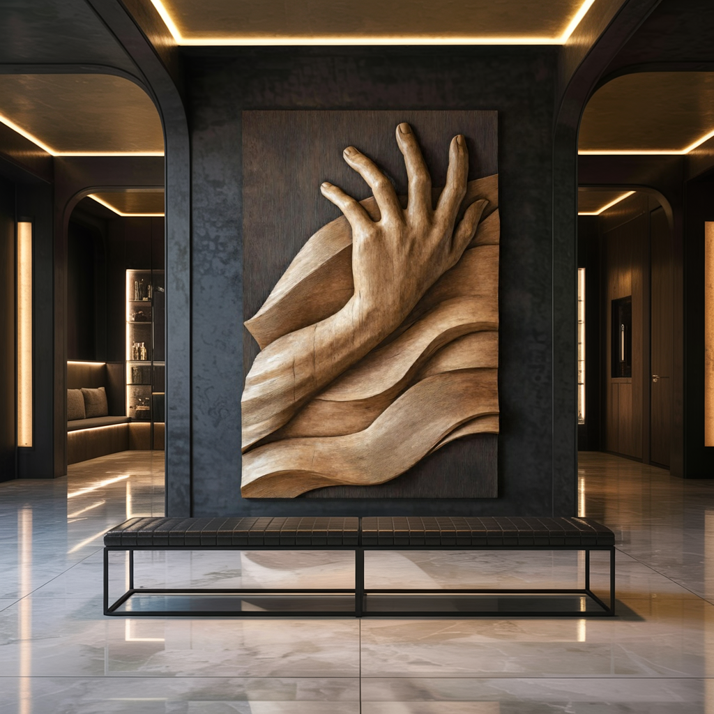 Mid Century Large Sculpture Wall For Bedroom Wall Decor