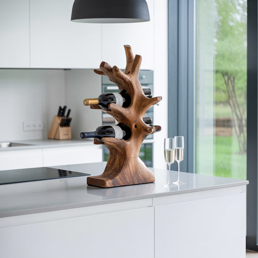 Rustic Wine Stand For Living Room Natural Wood Vibe