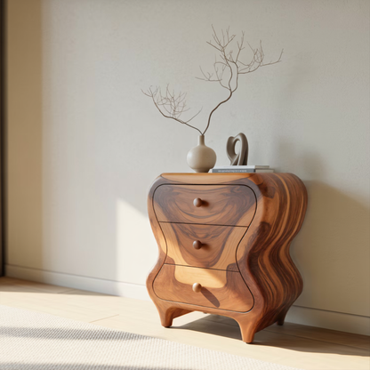 Sculptural Cabinet With Organic Curves And Drawers For Bedroom And Entryway