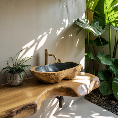 Solid Wood Sink Farmhouse Look For Bathroom Vanity Decor