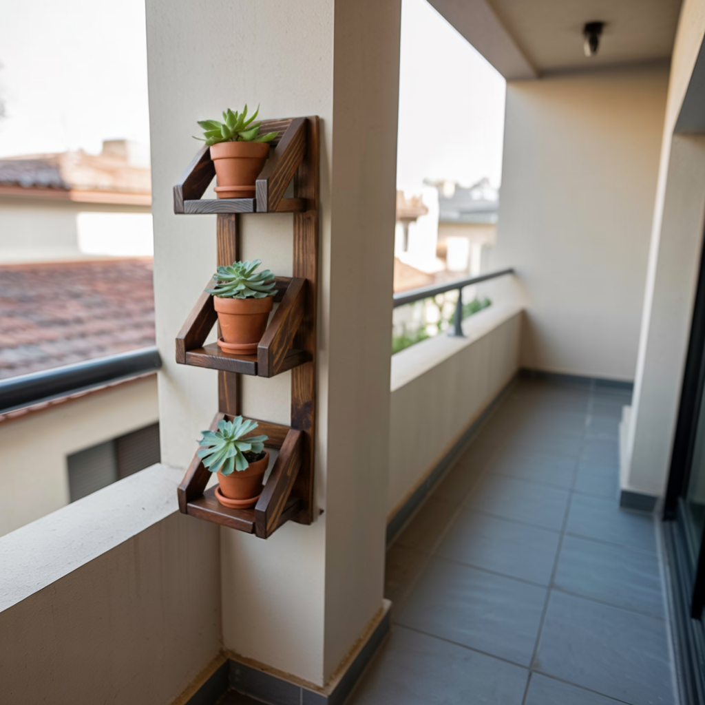 Rustic Wall Mounted Plant Shelf Hanging Planter For Balcony And Patio