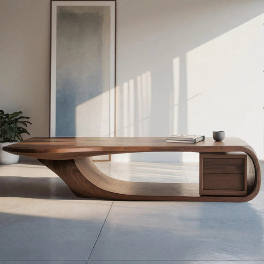 Modern Sculptural Desk With Curved Design For Home Office