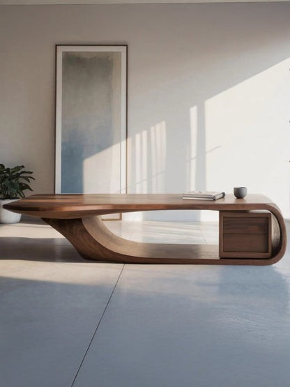 Modern Sculptural Desk With Curved Design For Home Office