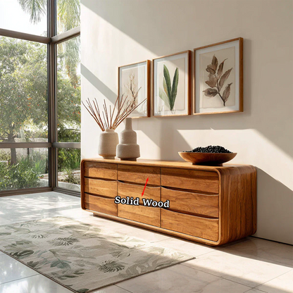 Stylish sideboard cabinet with smooth rounded detailing and contemporary drawer storage