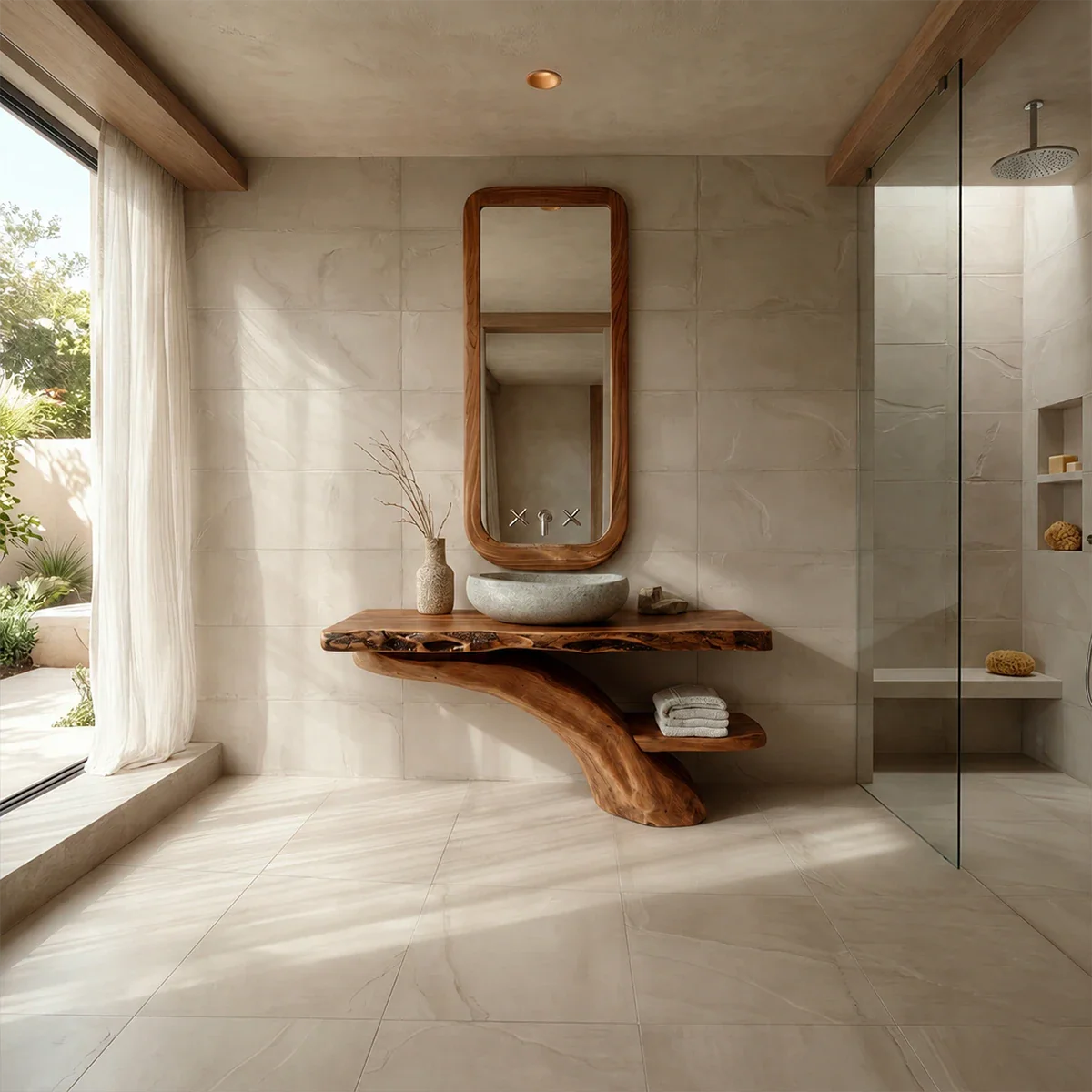 Live Edge Tree Base Bathroom Vanity Natural Solid Wood Statement Piece