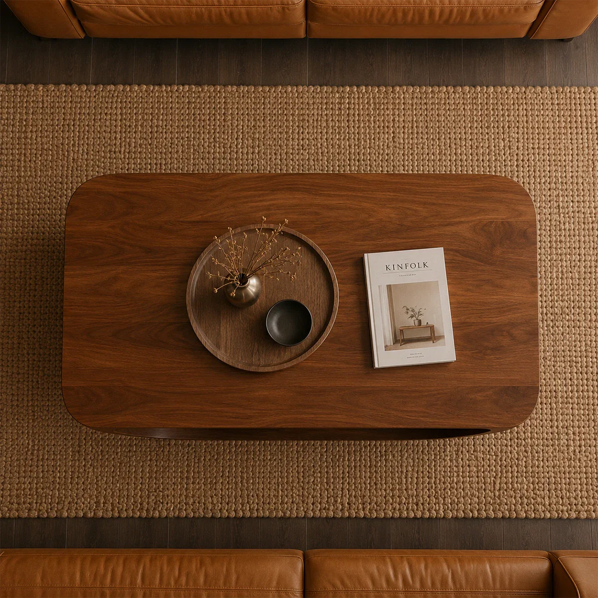 Statement living room table featuring a sculptural base and organic modern appeal