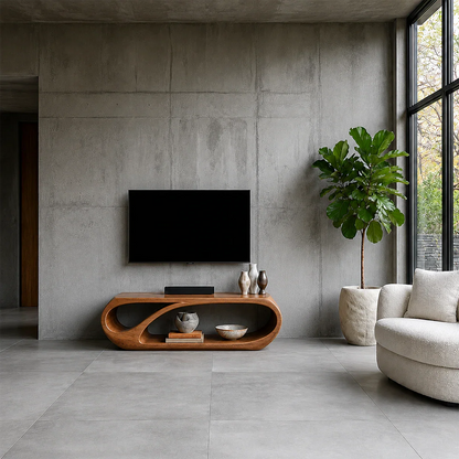 Organic Solid Wood TV Stand with Open Sculptural Storage for Modern Interiors