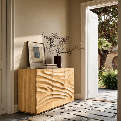 Organic modern sideboard with dimensional wave detailing and sophisticated styling