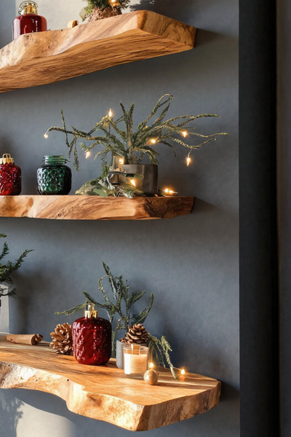 Handcrafted Wooden Floating Shelf For Entryway Christmas Design
