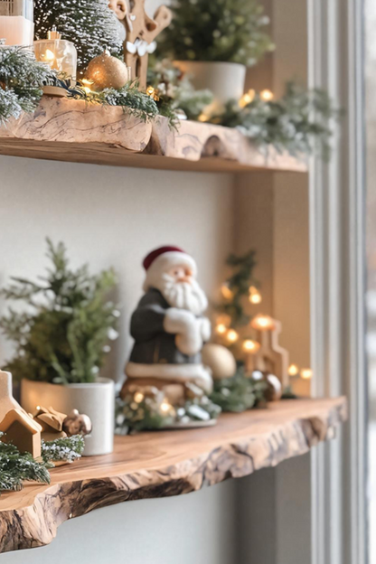 Mid Century Solid Wood Floating Shelf For Xmas Entryway Organization