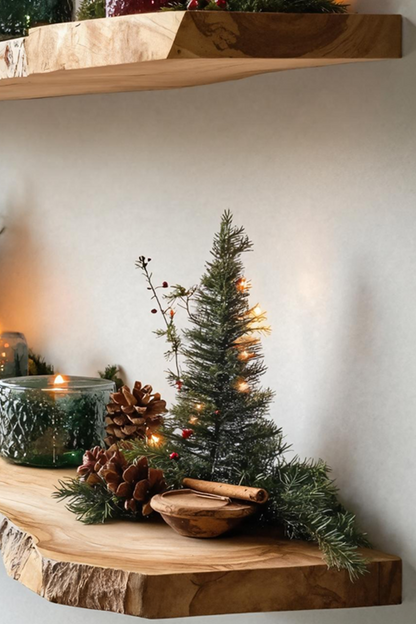 Handcrafted Solid Wood Floating Shelf For Christmas Bedroom Design