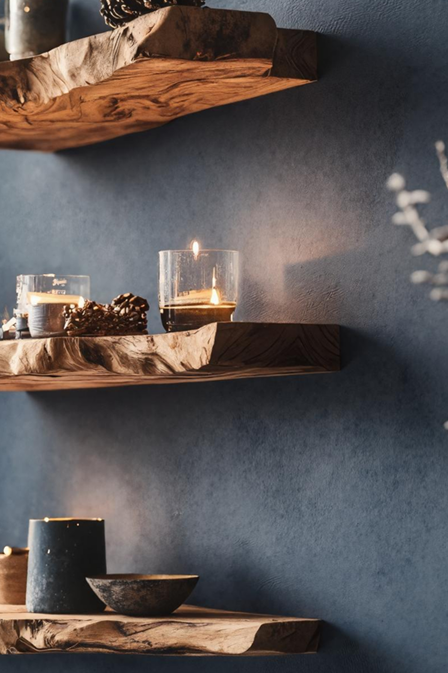 Mid Century Solid Wood Floating Shelf For Bedroom Xmas Decor