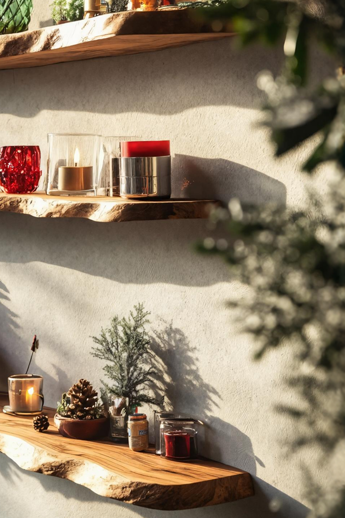 Handcrafted Wooden Floating Shelf For Cozy Holiday Entryway Decor