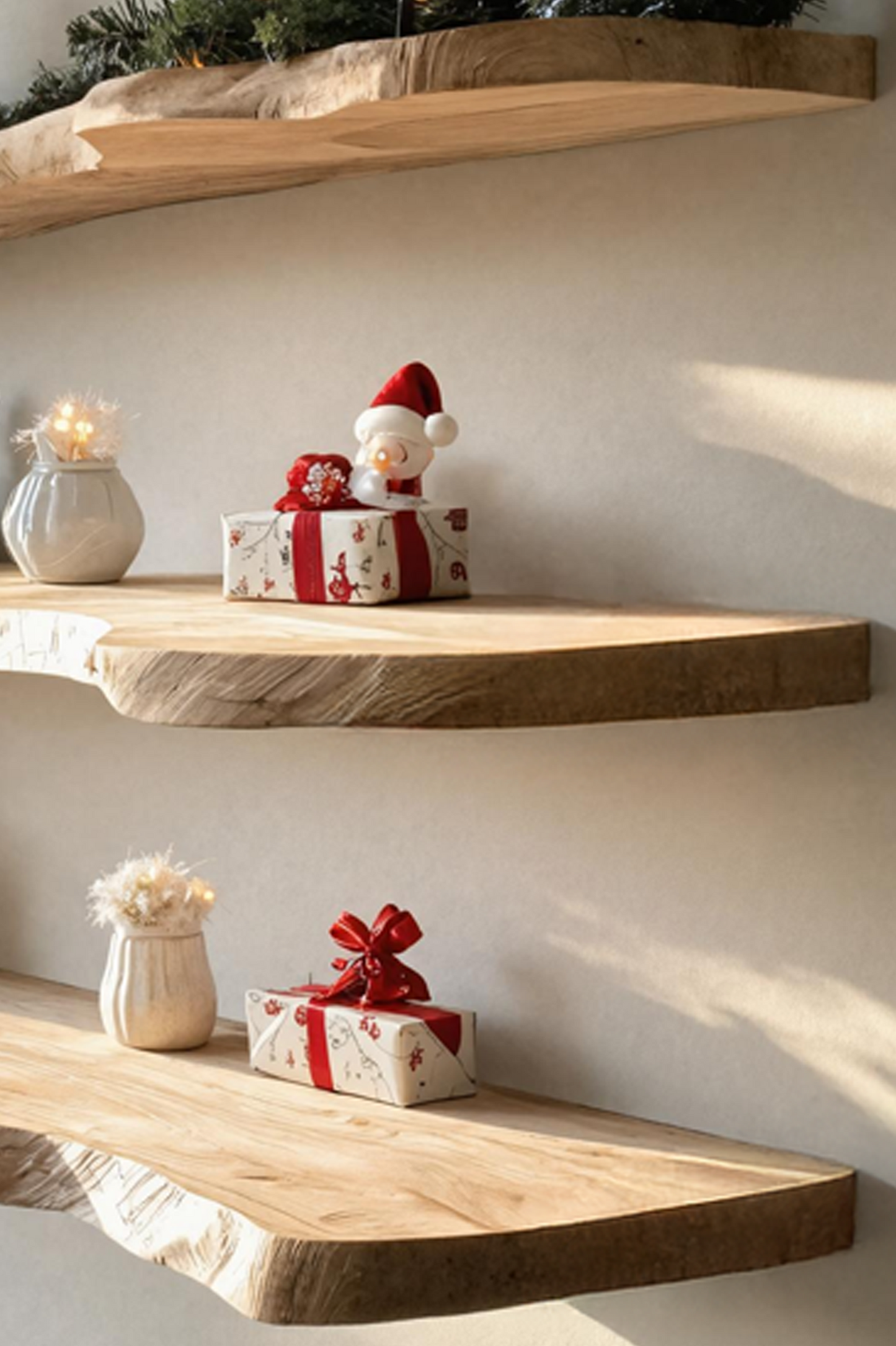 Farmhouse Solid Wood Floating Shelf For Christmas Bedroom Wall Decor