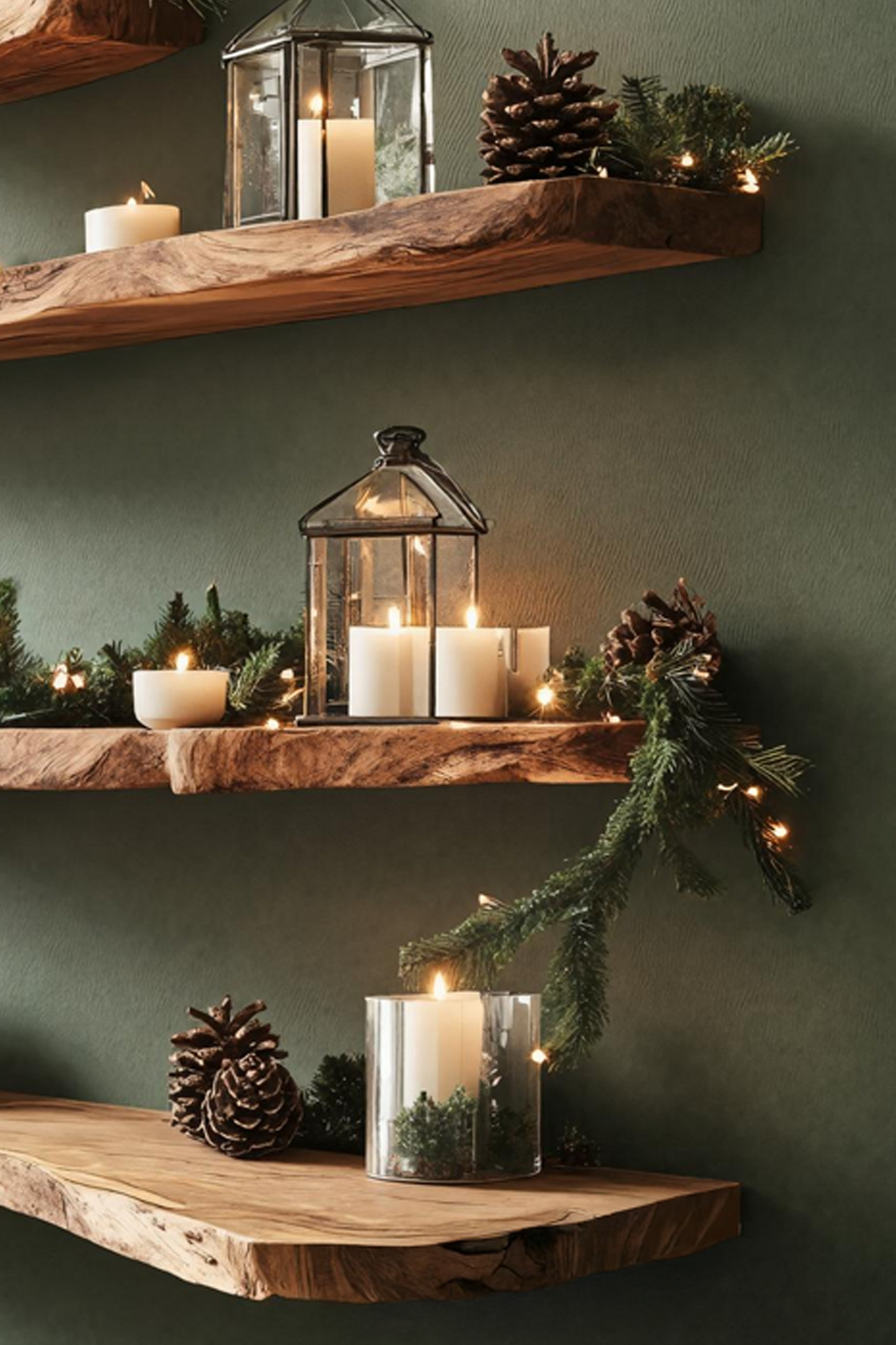 Handcrafted Solid Wood Floating Shelf For Holiday Living Room Design