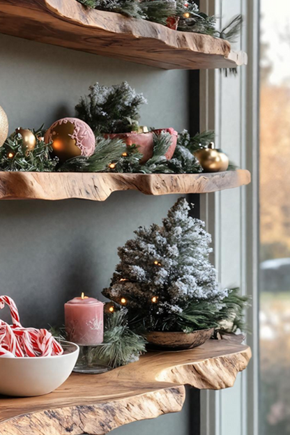 Mid Century Solid Wood Floating Shelf For Stylish Holiday Bedroom Decor