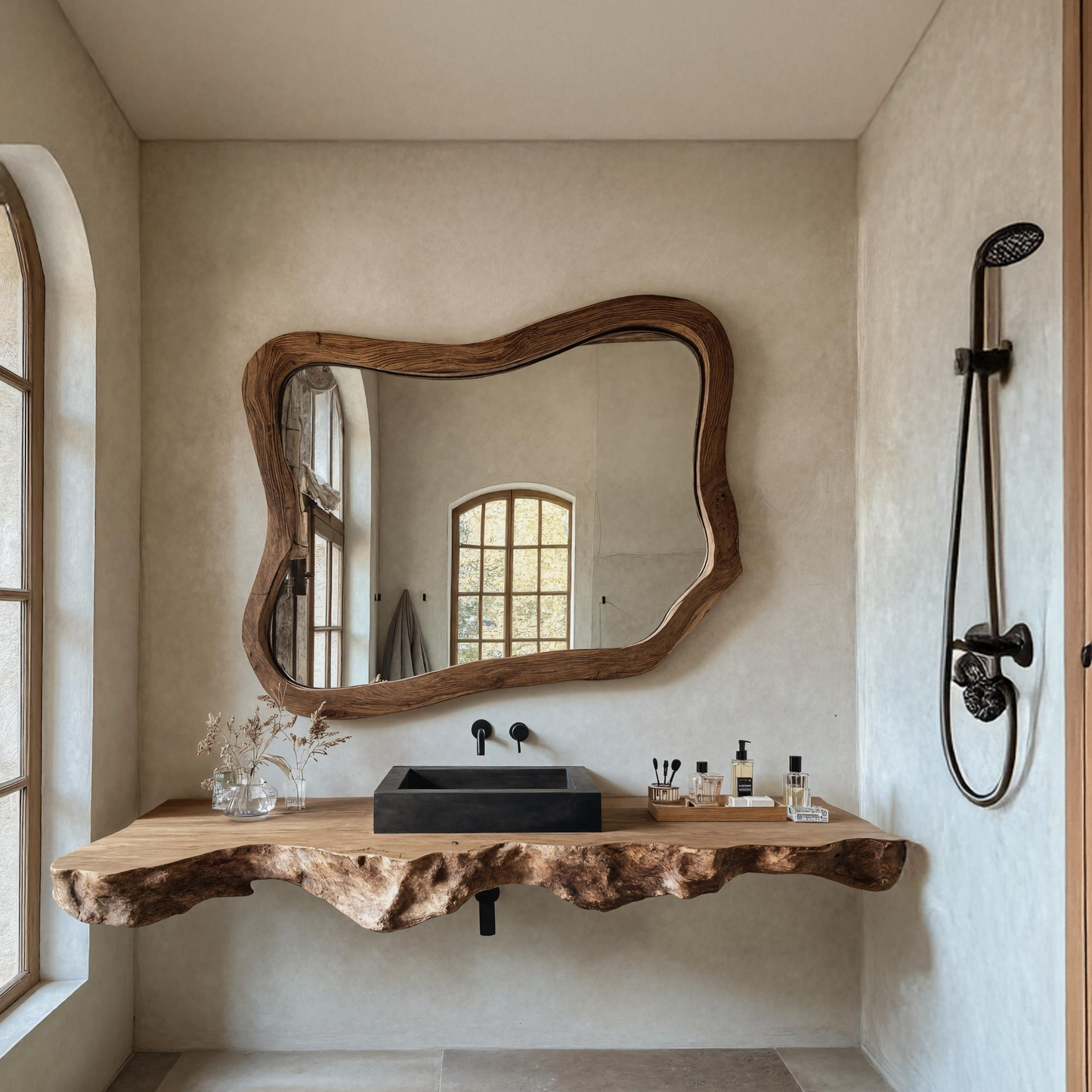 Live Edge Solid Wood Vanity For Rustic Bathroom