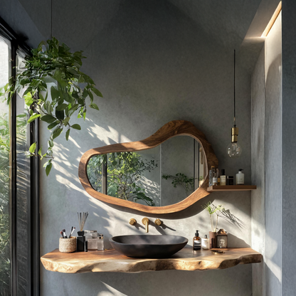Rustic Bathroom Vanity With Live Edge Wood Detail