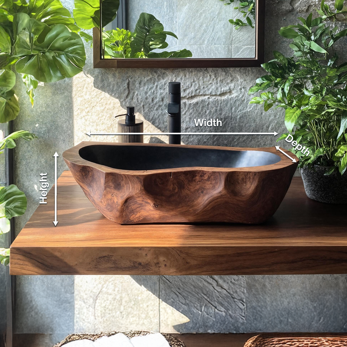 Mid Century Solid Wood Sink For Modern Bathroom Makeover