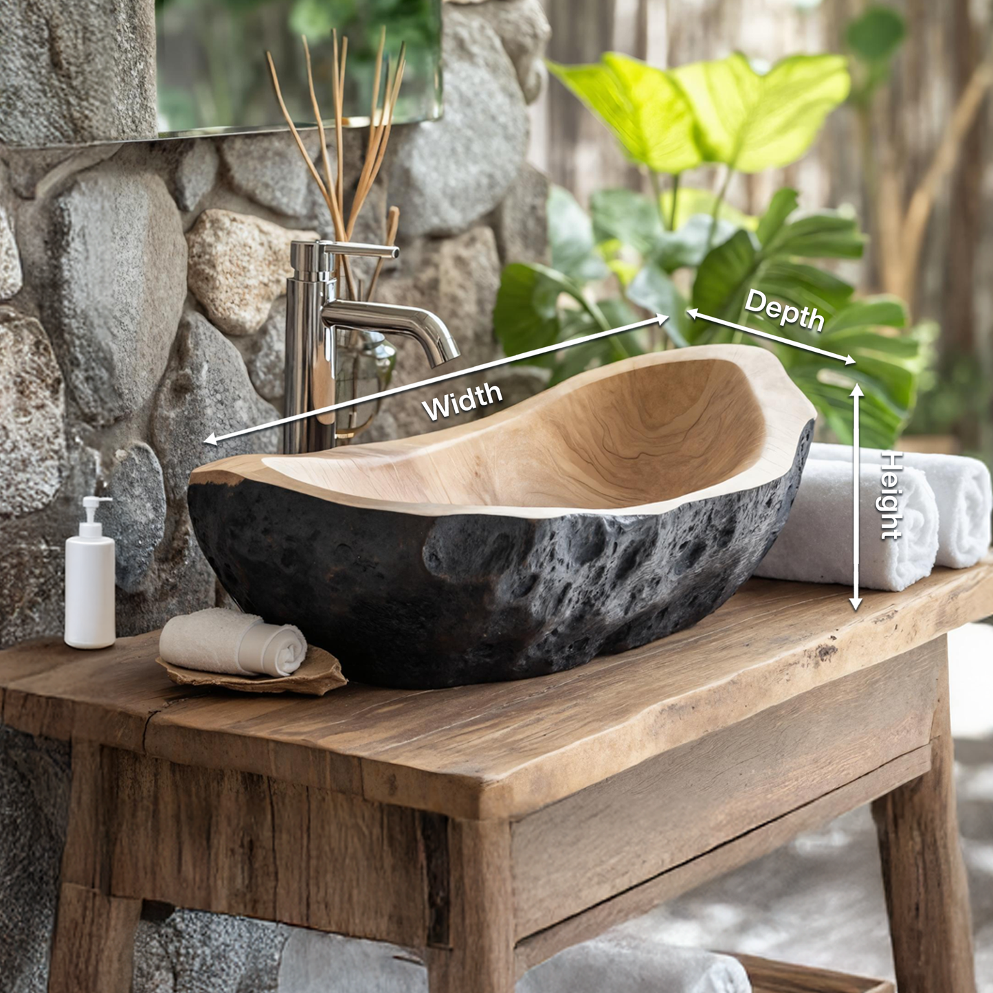 Rustic Solid Wood Sink For Elegant Bathroom