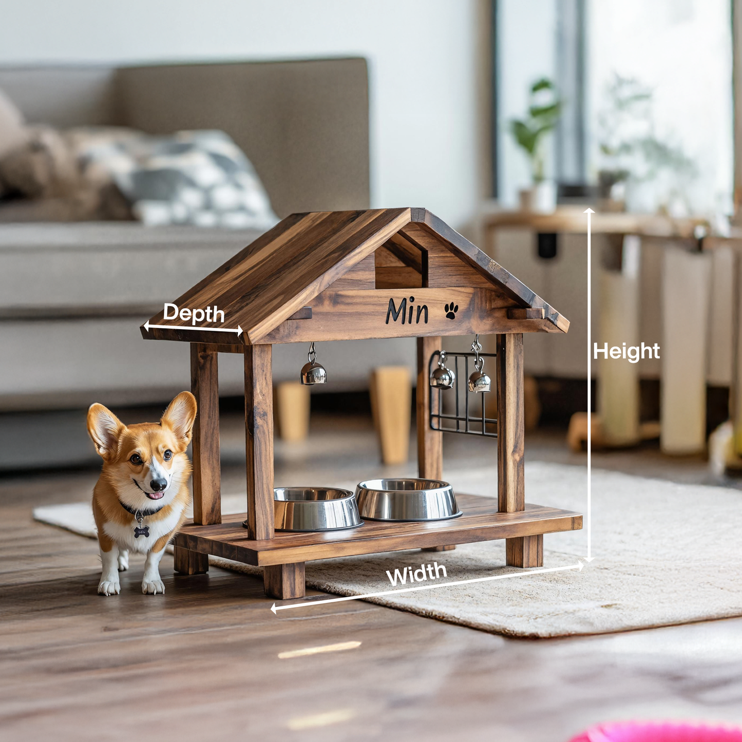 Mid Century Elevated Pet Food Stand For Dogs