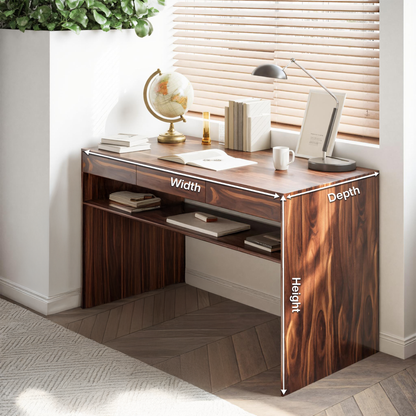 Mid Century Modern Solid Wood Writing Desk With Drawers For Home Office