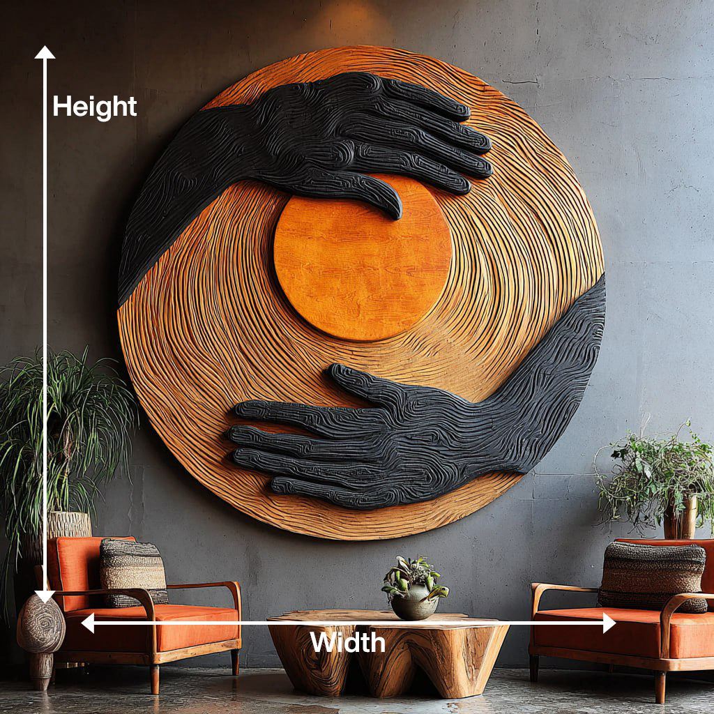 Mid Century Solid Wood 3D Sculpture For Living Room Wall Decor