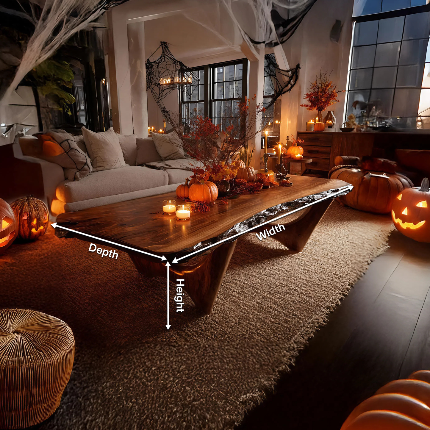 Mid Century Wooden Live Edge Coffee Table Furniture Decor Ghostly Charm
