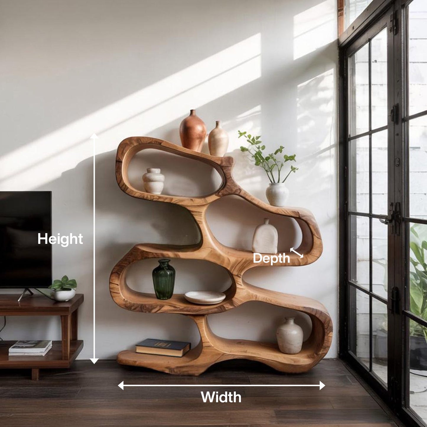 Sculptural Bookshelf For Living Room Or Office