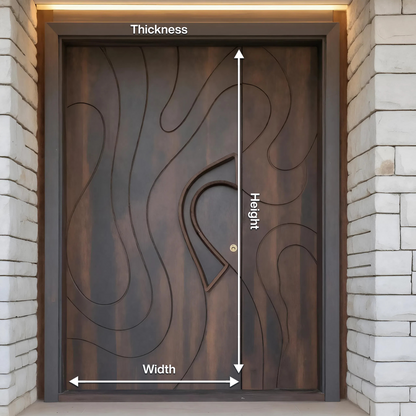 Modern Sculpted Door With Abstract Carving For Entryway And Contemporary Exterior