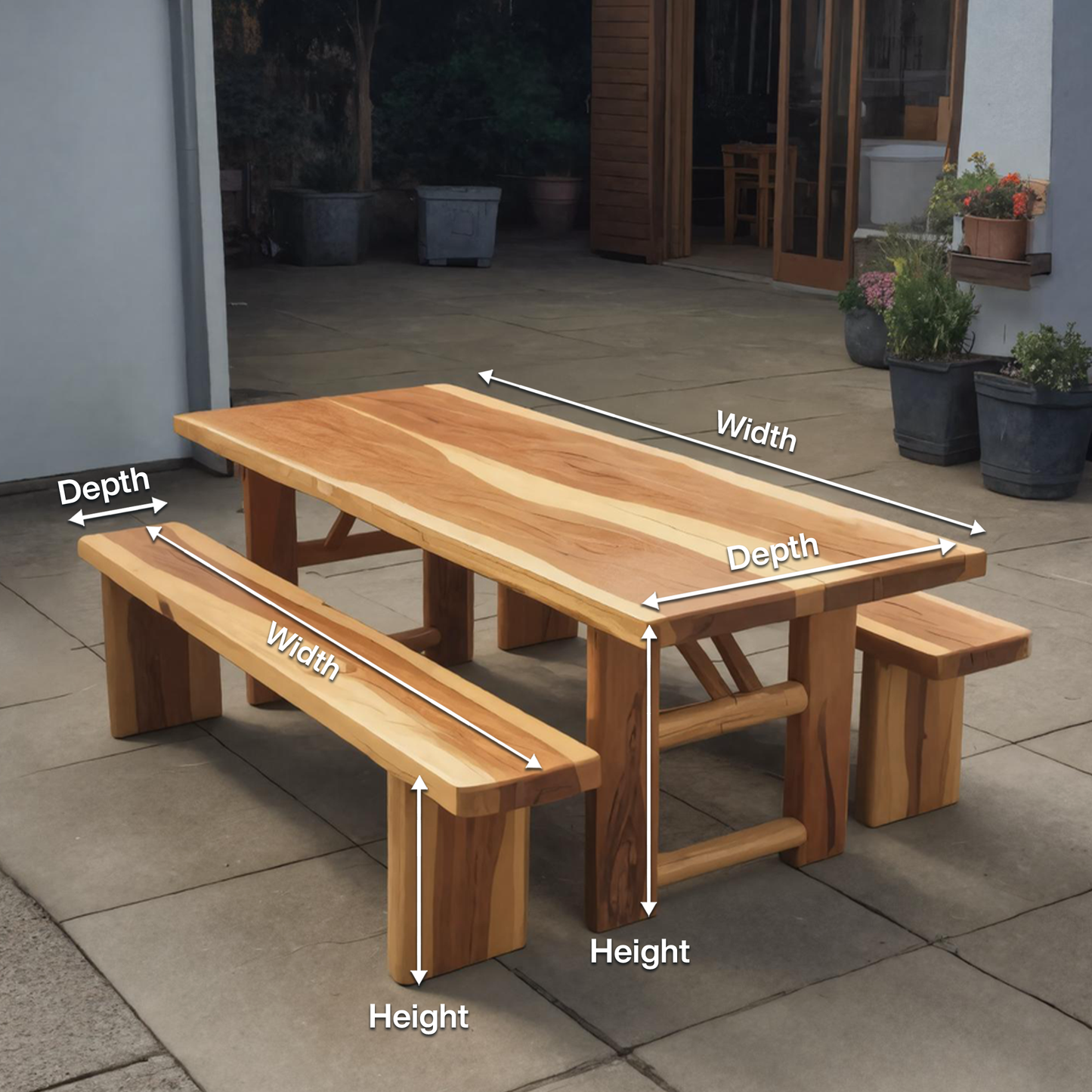 Rustic Outdoor Table With Benches For Garden Or Backyard Gatherings