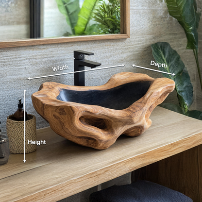 Rustic Wood Wash Basin For Vintage Bathroom