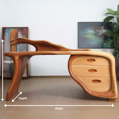 Modern Sculptural Desk With Drawers For Home Office And Studio Workspace