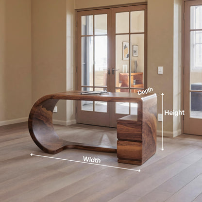 Curved Sculptural Desk With Fluid Form For Home Office And Studio