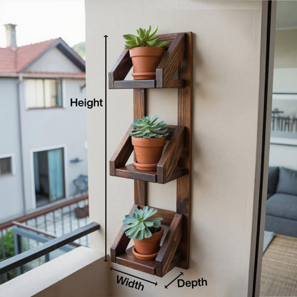 Rustic Wall Mounted Plant Shelf Hanging Planter For Balcony And Patio