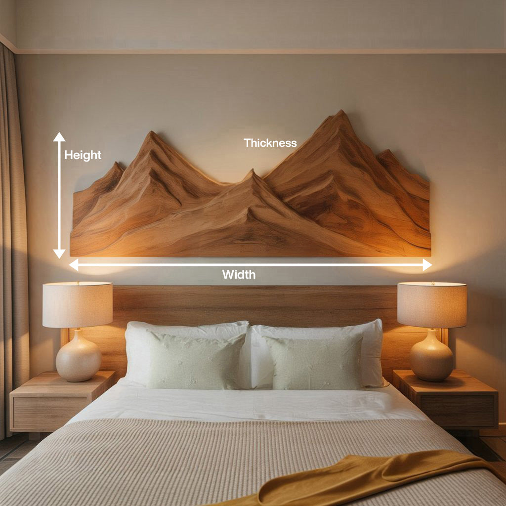 Rustic Mountain Wall Art Triptych Carving For Bedroom And Living Room