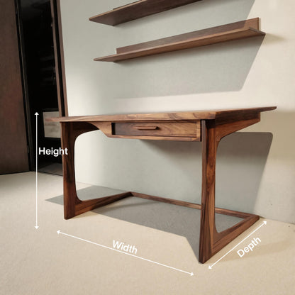 Mid Century Modern Desk With Drawer For Home Office And Workspace