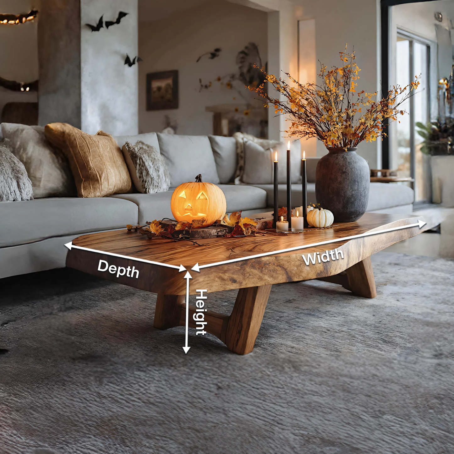 Mid Century Wooden Live Edge Coffee Table For Living Room Haunted Decor