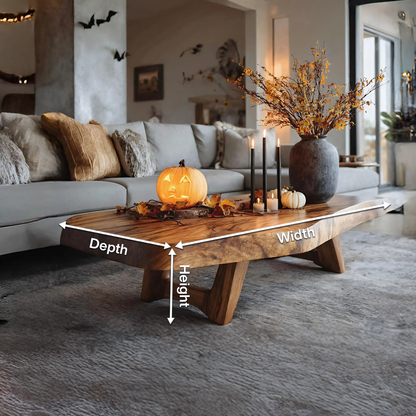 Mid Century Wooden Live Edge Coffee Table For Living Room Haunted Decor