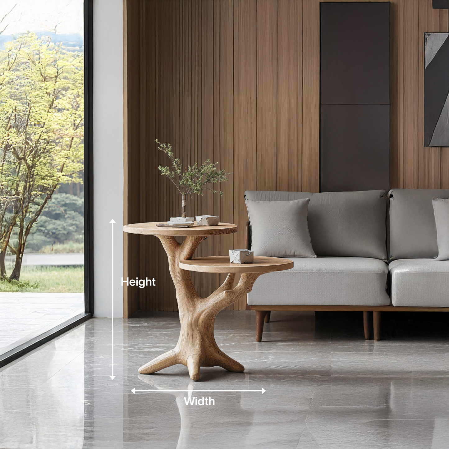 Mid Century Round End Table Living Room Accent