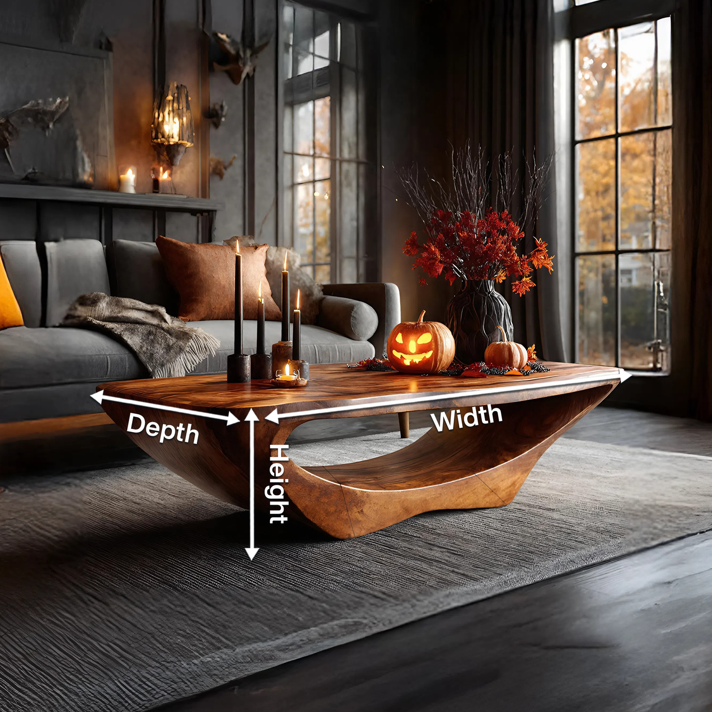 Farmhouse Live Edge Coffee Table Entryway Design Rustic Halloween