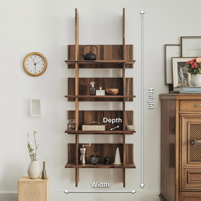 Minimalist Wall Mounted Bookshelf With Back Panel Storage Rack For Living Room And Office