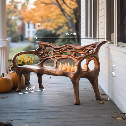 Mid Century Solid Wood Halloween Bench For Outdoor Design