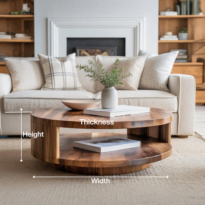 Modern Round Coffee Table With Shelf For Living Room And Lounge